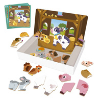 Układanka magnetyczna Farma 12 drewnianych figurek zwierząt Goula