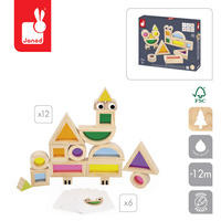 Klocki drewniane dla dzieci sensoryczne przeźroczyste kolorowe Janod