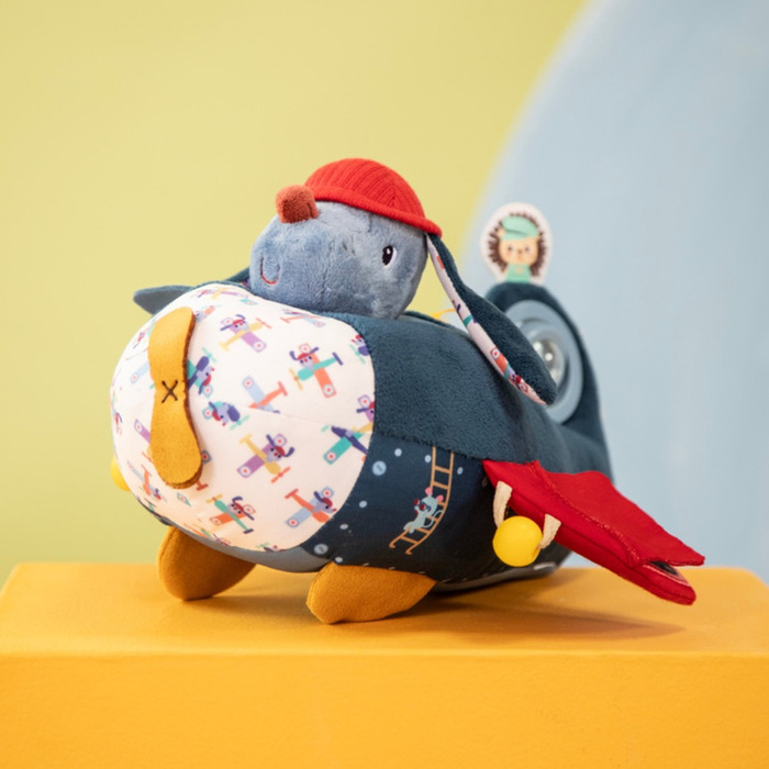 Lilliputiens Piesek Jules Przytulanka aktywizująca Samolot Zabawka sensoryczna i edukacyjna