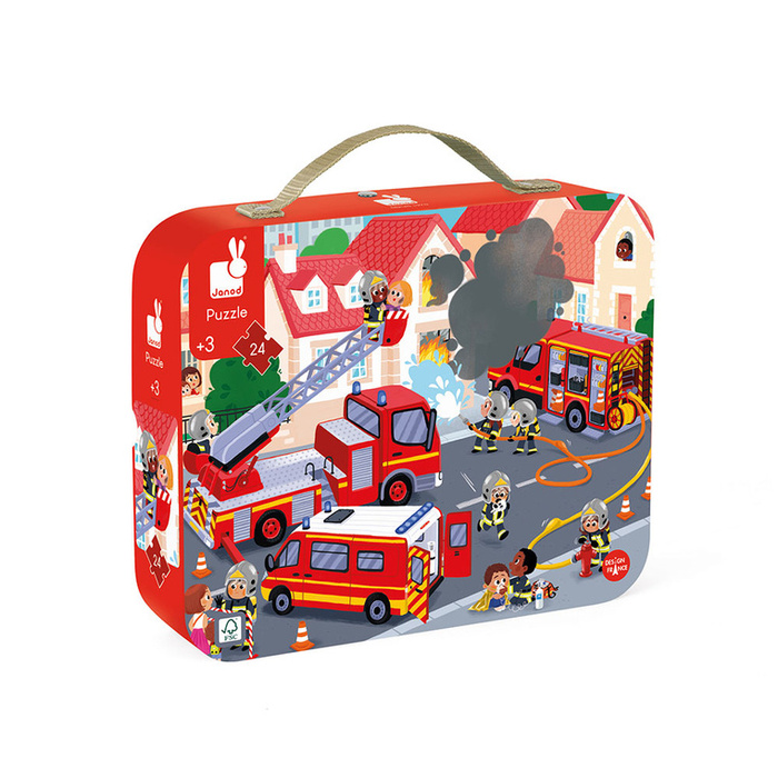 Puzzle dla dzieci w walizce Strażacy 24 elementy Janod 