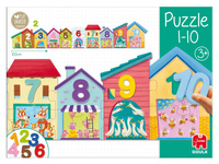 Puzzle dla dzieci Domki zwierzęta i nauka liczenia 1-10 Goula