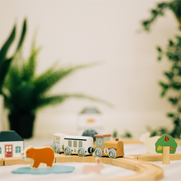 Kolejka drewniana pociąg ósemka Leśne zwierzęta Bigjigs Toys