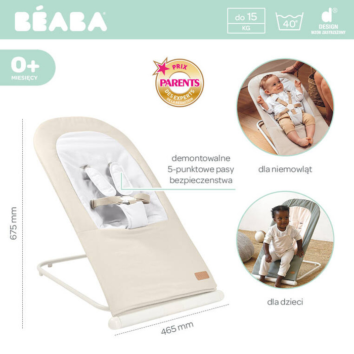 Leżaczek dla niemowlaka składany Eazy Relax Greige Beaba