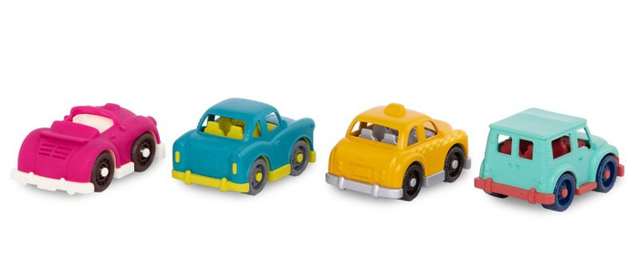 4 autka dla dzieci zestaw  z taksówką i kabrioletem Mini Riders Wonder Wheels Battat