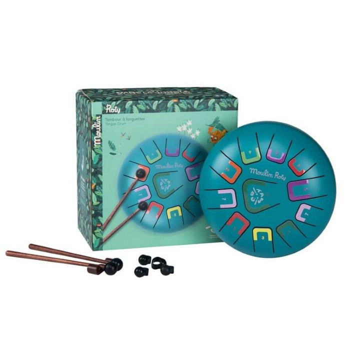 Instrument muzyczny duży bębenek językowy ciemny turkus DANS LA JUNGLE Moulin Roty