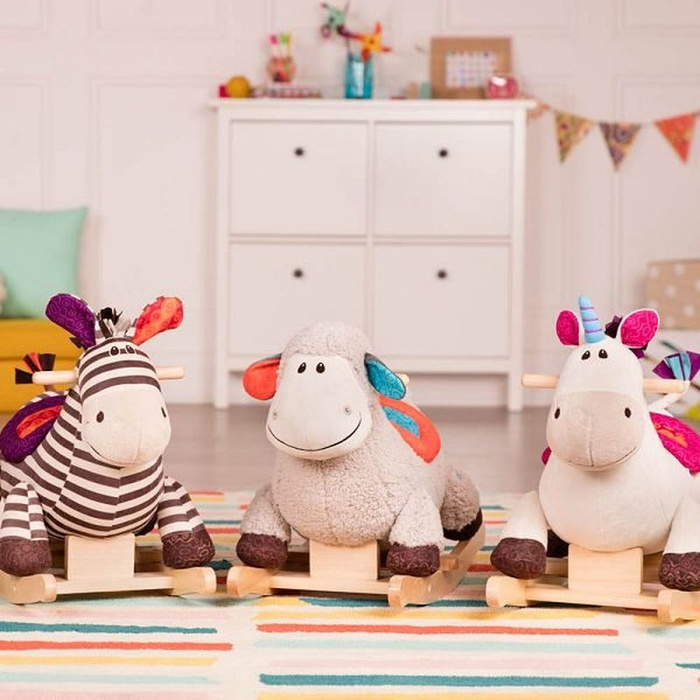 Pluszowy jednorożec na biegunach odgłos kopyt Rodeo Rocker Cleo B.Toys