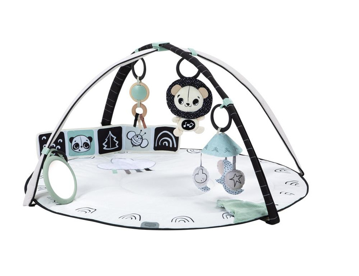 Tiny Love Gimnastyka dla bobasów Mata edukacyjna z regulowanymi pałąkami i zawieszkami Decor czarno-biała