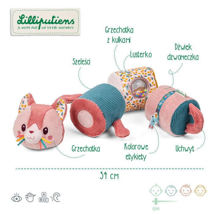 Rozkładany wałek dźwiękowy 4-elementowy Kotka Jeanne Lilliputiens