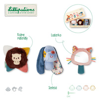 Lilliputiens Zestaw 3 wielofunkcyjnych zabawek sensorycznych dla niemowląt Piesek Jules, Kotka Jeanne i Jeżyk Leon 