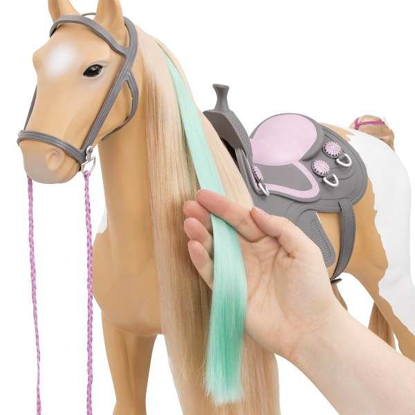 Duży Koń dla lalki Palomino z akcesoriami do czesania i stylizacji 50cm Our Generation