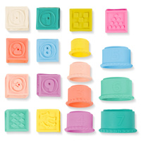 Miękkie kubeczki i klocki sensoryczne 2w1 dla dzieci Stackin’ Squishies B.Toys