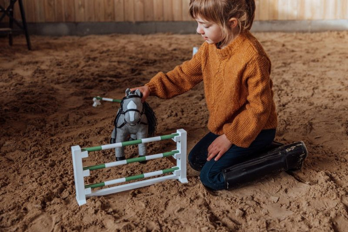 Przeszkoda drewniana biało-czerwona dla kucyka Minis 30 cm Astrup