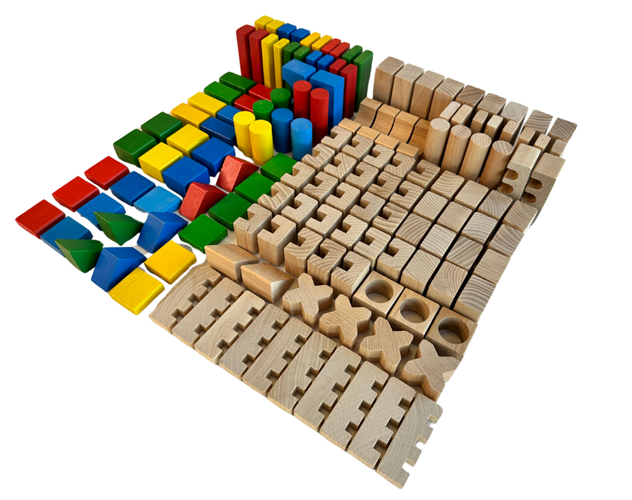 Klocki drewniane dla dzieci 150 elementów Mumbee