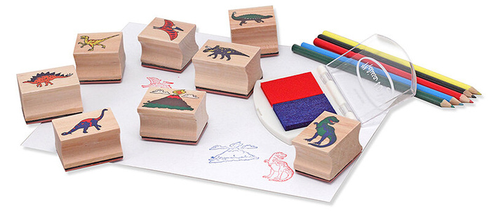 Zestaw pieczątek dla dzieci z kredkami Dinozaury Melissa and Doug
