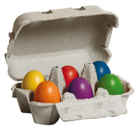 Drewniane kolorowe jajka zestaw 6 sztuk w wytłaczance Erzi