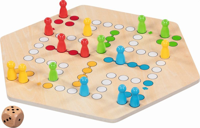 Ludo chińczyk podwójna drewniana gra planszowa dla 6 i 4 graczy Goki