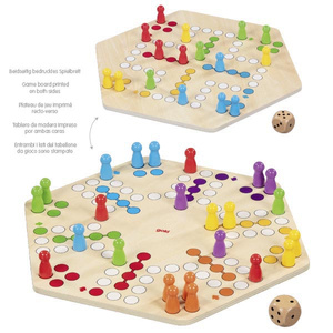 Ludo chińczyk podwójna drewniana gra planszowa dla 6 i 4 graczy Goki