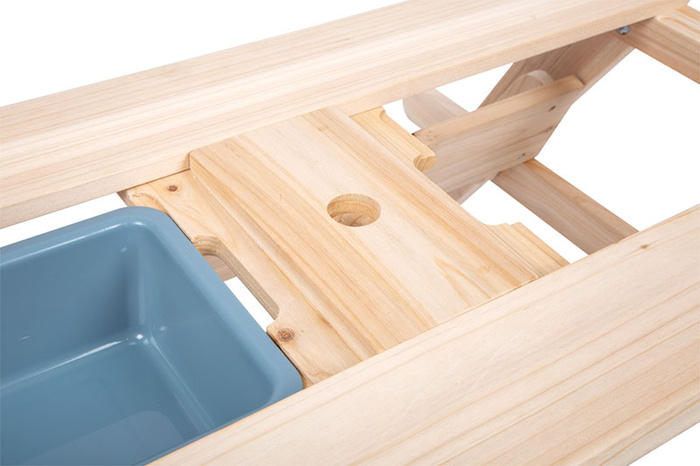 Drewniany stolik ogrodowy dla dzieci z ławką z chowanymi pojemnikami Small Foot