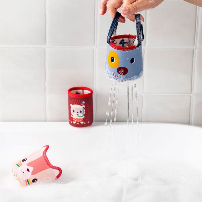 Lilliputiens Zabawka sensoryczna dla niemowląt miękkie Kubeczki do kąpieli Piesek Jules 