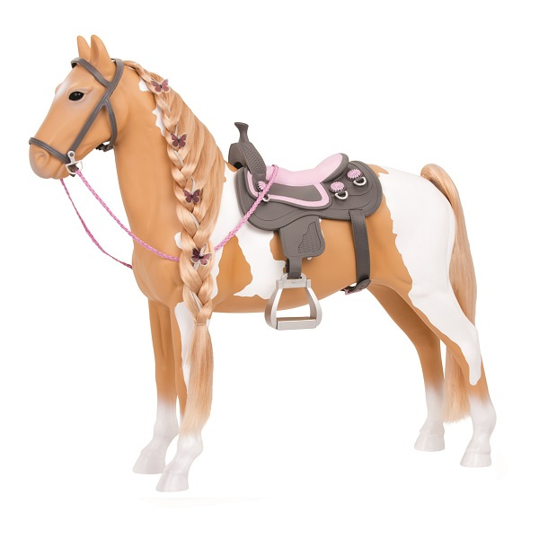 Duży Koń dla lalki Palomino z akcesoriami do czesania i stylizacji 50cm Our Generation