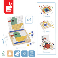 Drewniana układanka mozaika piksele symetria i kodowanie 4w1 Janod