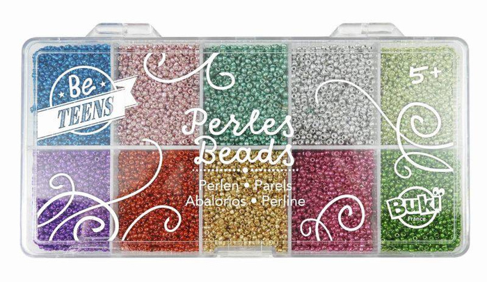 Zestaw metalicznych koralików w pudełku PE013 Buki