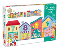 Puzzle dla dzieci Domki zwierzęta i nauka liczenia 1-10 Goula