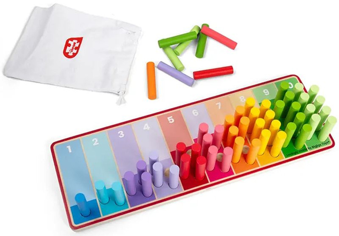 Tęczowe klocki do nauki liczenia liczenie patyczków Bigjigs