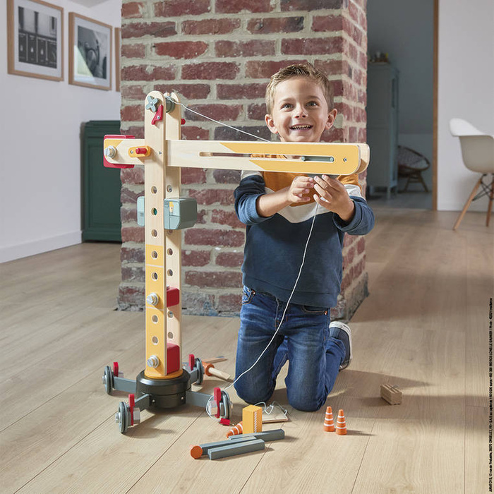 Drewniany dźwig do składania z narzędziami Janod