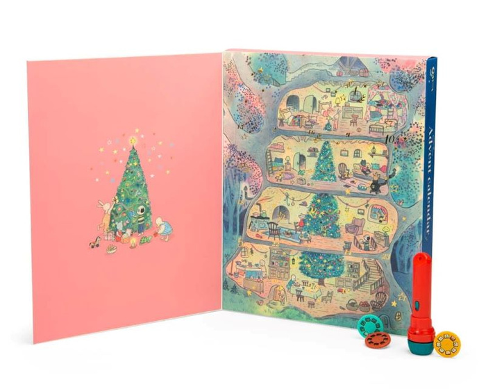 Bajkowy Kalendarz adwentowy latarka projektor La Grande Famille Moulin Roty