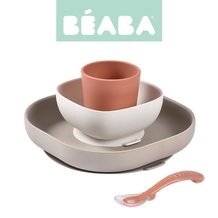 Komplet naczyń z silikonu z przyssawką Terracotta Beaba