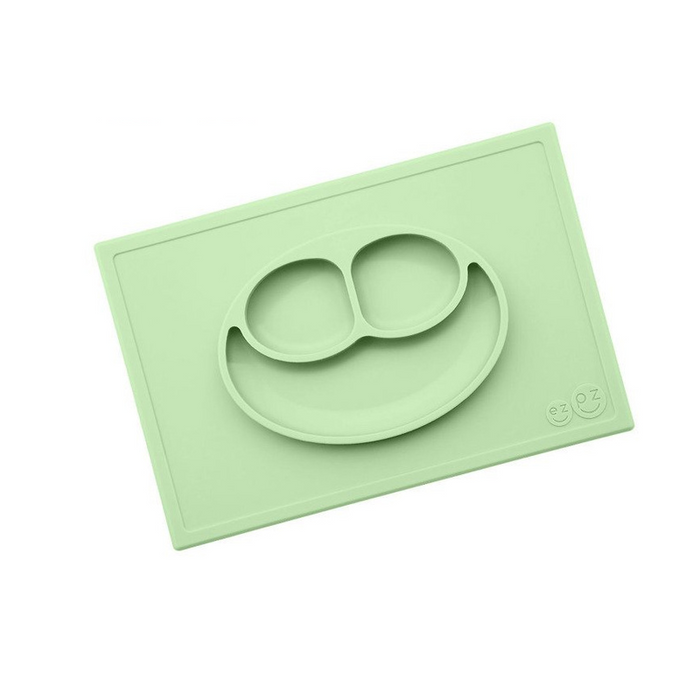 EZPZ Silikonowy talerzyk z podkładką 2w1 Happy Mat pastelowa zieleń
