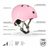 SCOOTANDRIDE Dziecięcy Kask i Ochraniacze Rose XXS-S ochronny Zestaw 1-5 lat