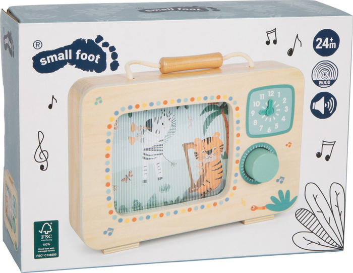 Drewniana pozytywka dla dzieci Telewizor Safari Small Foot