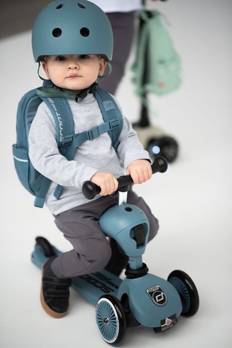 SCOOTANDRIDE Dziecięcy Kask XXS-S 1-5 lat światło LED magnetyczne zapięcie Blueberry
