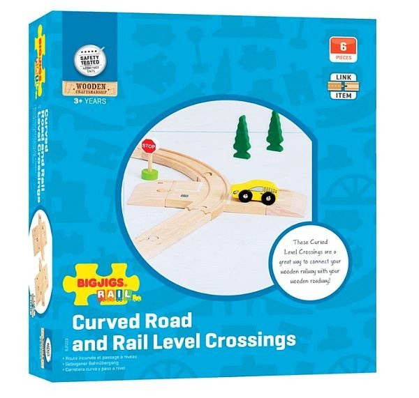 Łącznik - przejazd kolejowy i tor, 2 elementy, Bigjigs Rail