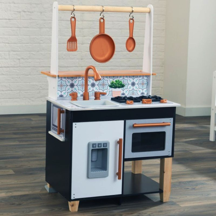 Rzemieślnicza kuchnia dla dzieci wyspa kuchenna czarna Artisan Island KidKraft