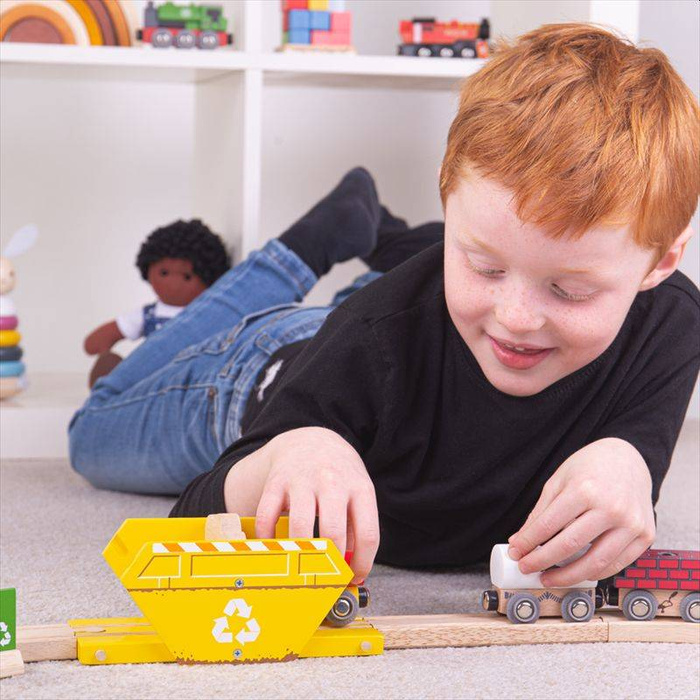 Żółty kontener na odpady do kolejki Bigjigs Rail