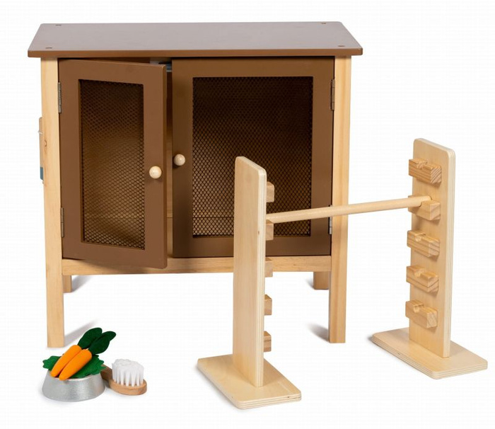 Domek drewniany z akcesoriami dla pluszowych króliczków Astrup