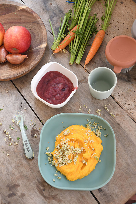 Komplet naczyń z silikonu z przyssawką Sage Green Beaba