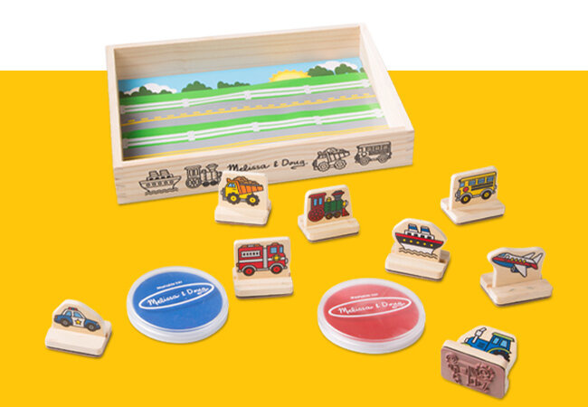 Mój pierwszy drewniany zestaw pieczątek Pojazdy Melissa and Doug 12391-MD 