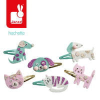 Zestaw kreatywny dla dzieci do tworzenia biżuterii brokatowe spinki do włosów Pieski i kotki Janod