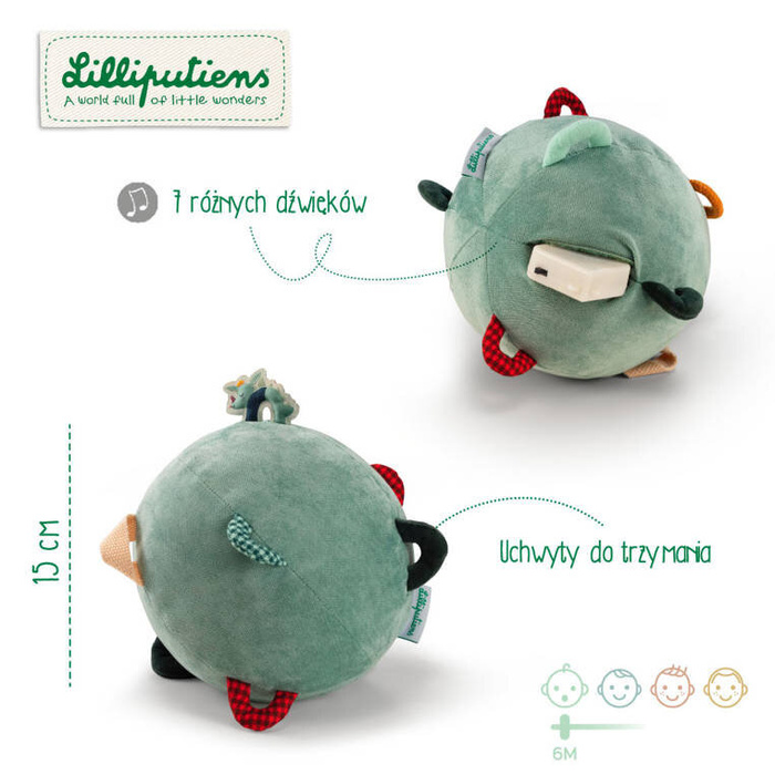 Wielofunkcyjna piłka sensoryczna z pozytywką Smok Joe Lilliputiens