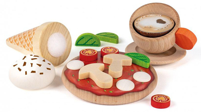 Zestaw do zabawy w gotowanie kuchnię sklep Włochy 17 elementów Erzi 