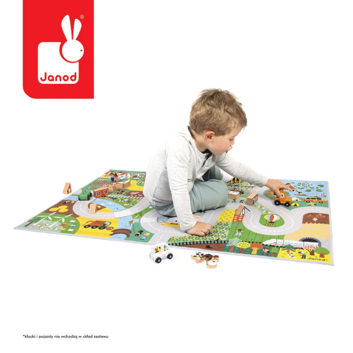 Mata dla dzieci do zabawy z drogą Wieś Cross Roads Janod