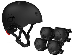 SCOOTANDRIDE Zestaw Kask i Ochraniacze Black S-M dla dzieci 3 lata+