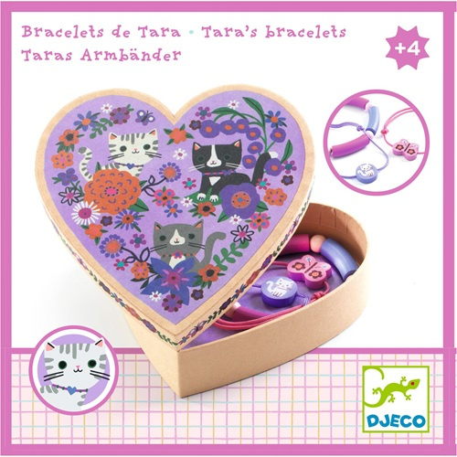 Djeco Bransoletki z motywem kotków dla dziewczynki w pudełku w kształcie serca