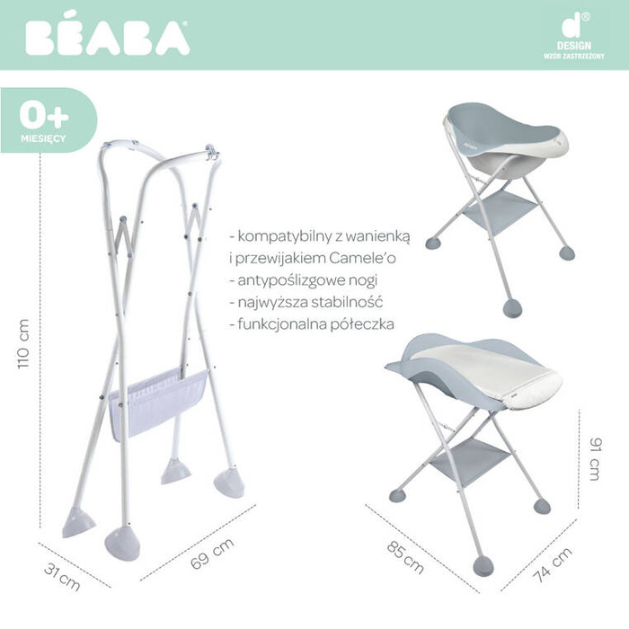 Stojak do wanienki i przewijaka Camele’o White Beaba
