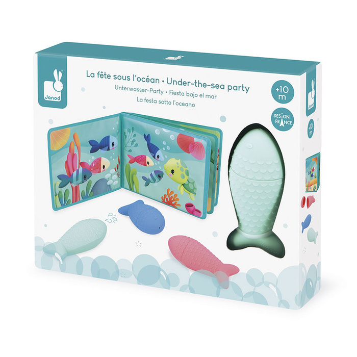 Książeczka dla dzieci do kąpieli z psikawkami Przyjęcia nad wodą Janod