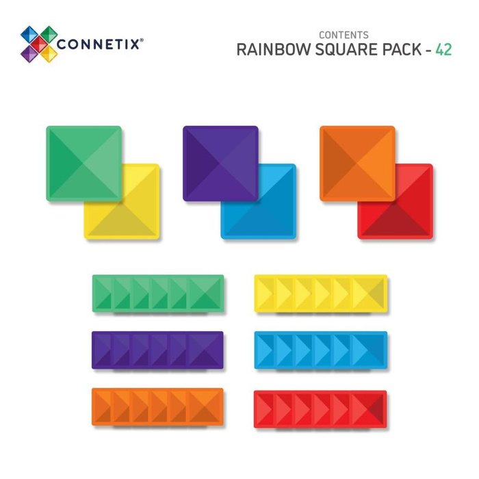 Klocki magnetyczne dla dzieci Rainbow Square Pack 42 el Connetix